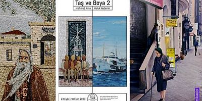Mozaik sanatçısı Mehmet Kına ve yağlı boya sanatçısı Haluk Aydemir'in 'Taş ve Boya-2' isimli duo sergisi Evrim Sanat Galerisi'nde açıldı